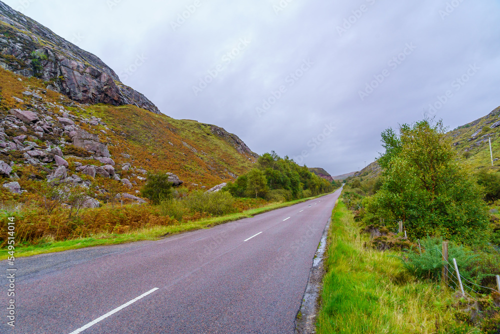 Road and landscape along the NC500 route