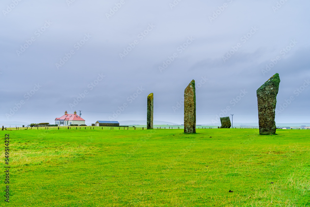 View of the Standing Stones of Stenness, Orkney Islands