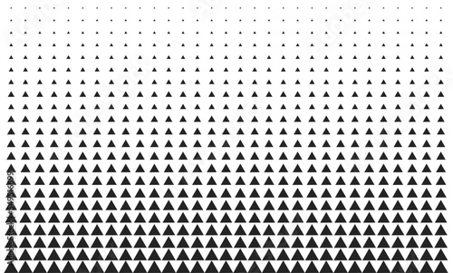 gradient black dot halftone background.symmetrical vertical arranged triangle pattern.Pop art geometric template, texture. Vector illustration
