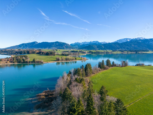 Forggensee in the Allgäu lake and mountains