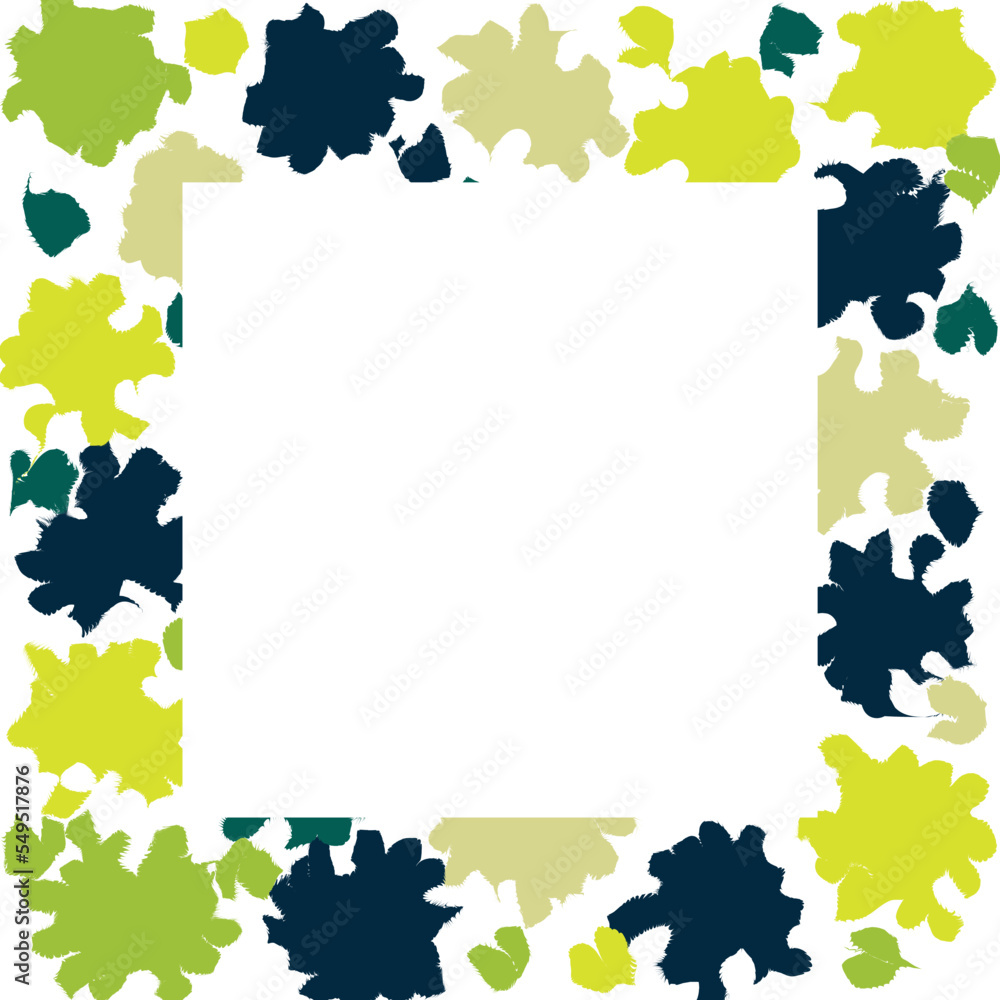 Distort puzzle shapes. Frame or border. Empty space for text or picture. Yellow, blue, green, nude colors. Distort puzzle shapes. Frame or border. Empty space for text or picture. Yellow, blue, green, nude colors.