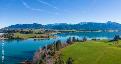 Forggensee in the Allgäu lake and mountains