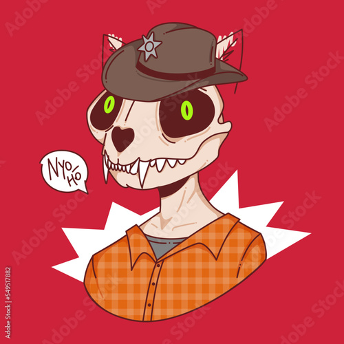 Coyote in a sheriff hat. Wild west style. NFT concept. Vector illustration