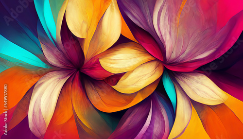 Wallpaper Mural Valentine's Day greeting card design. Colorful flower illustration. Generative AI Pastel and soft floral illustration. Rainbow blooming flower painting. Torontodigital.ca