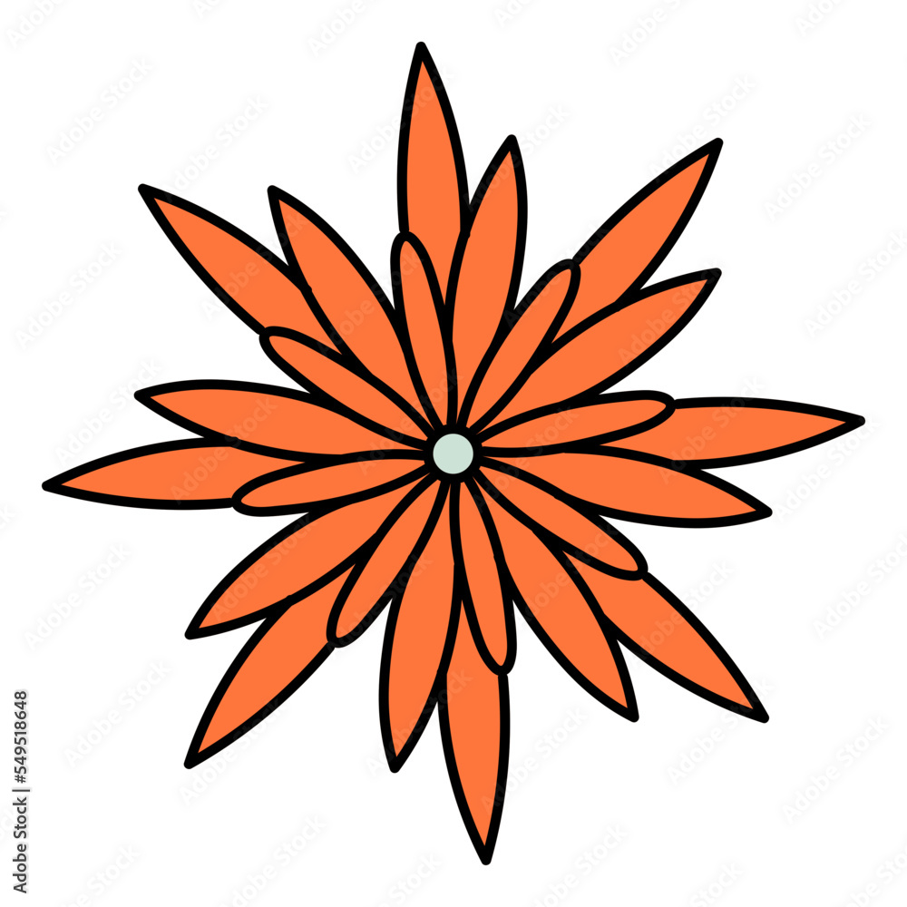 Cute Flower Sticker Vector Illustration