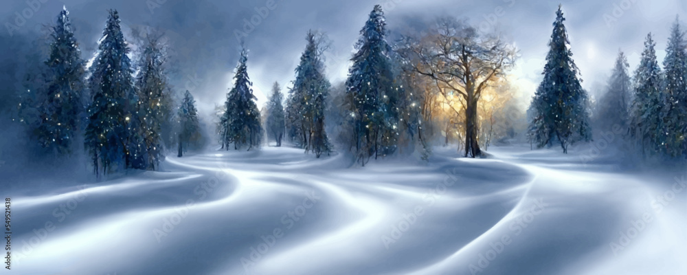 free area in winter glittering magic woods