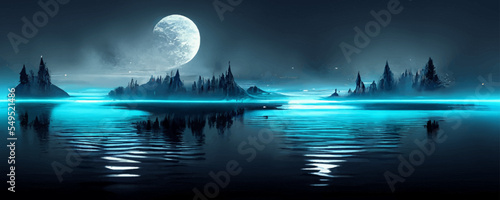 Futuristic night landscape with abstract landscape