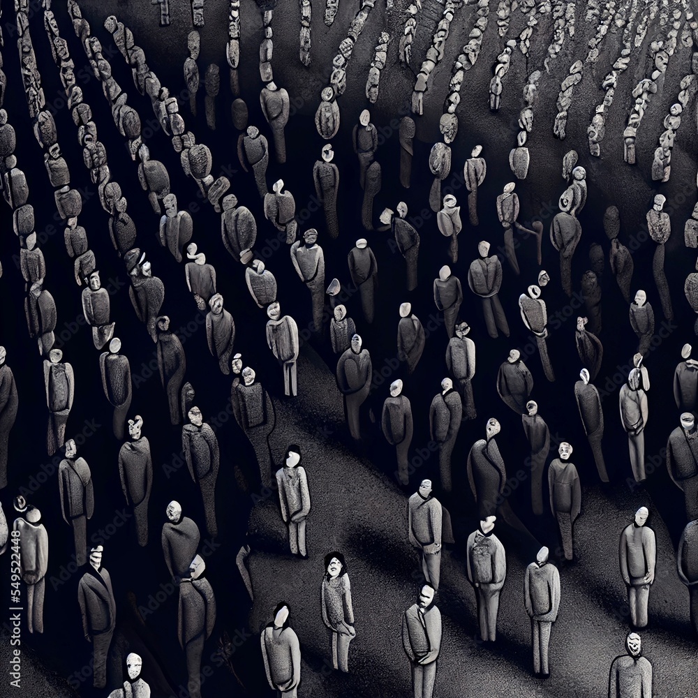 Obraz premium Midjourney abstract render of a group of mockup people
