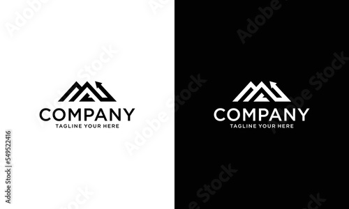 Simple vector logo in modern style. Top of the mountain in the shape of the letter M.