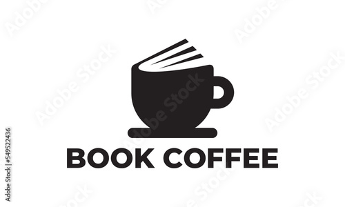 book cup logo design. coffee read education concept combination template icon vector