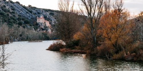 River Duero as it passes through the city of Soria and the hermitage of San Saturio. Soria, Castilla y León, Spain, Europe photo