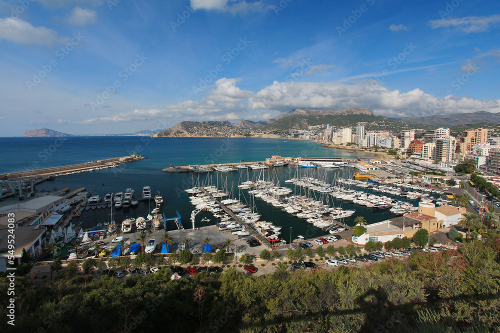 Top view of the harbor with yachts
