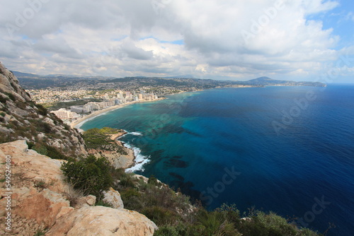 Top view of the bay with the city beach