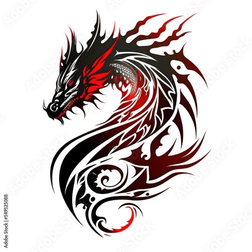 Wallpaper Mural a black and red dragon tattoo design on a white background Torontodigital.ca
