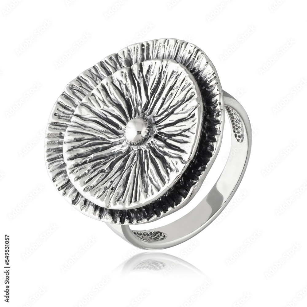 Jewellery ring isolated with reflection on a white background