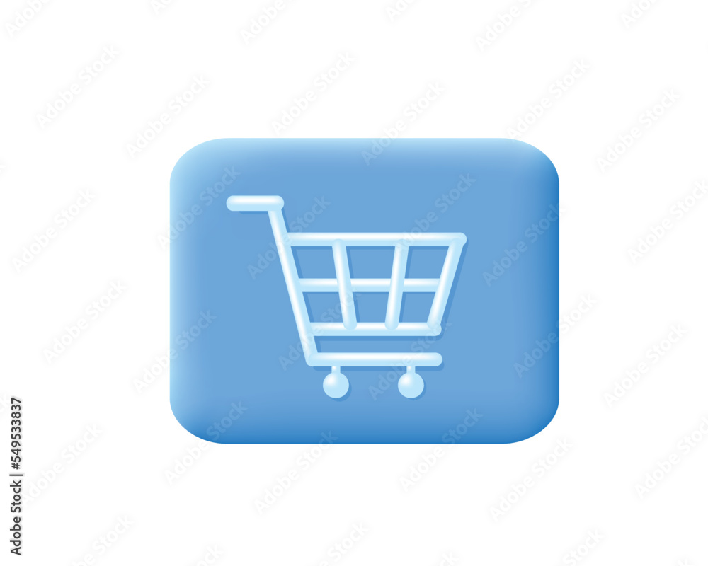 Blue button with Shopping cart. 3d icon isolated on white background. Online Sale, shopping element for mobile app or web page design. Vector illustration. Blue button with Shopping cart. 3d icon isolated on white background. Online Sale, shopping element for mobile app or web page design. Vector illustration.