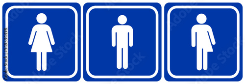 Set of gender symbols on blue backgrounds