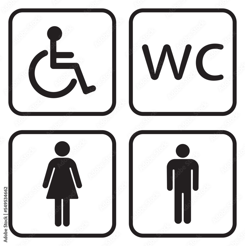 Toilet line icon set on white backgrounds Toilet line icon set on white backgrounds