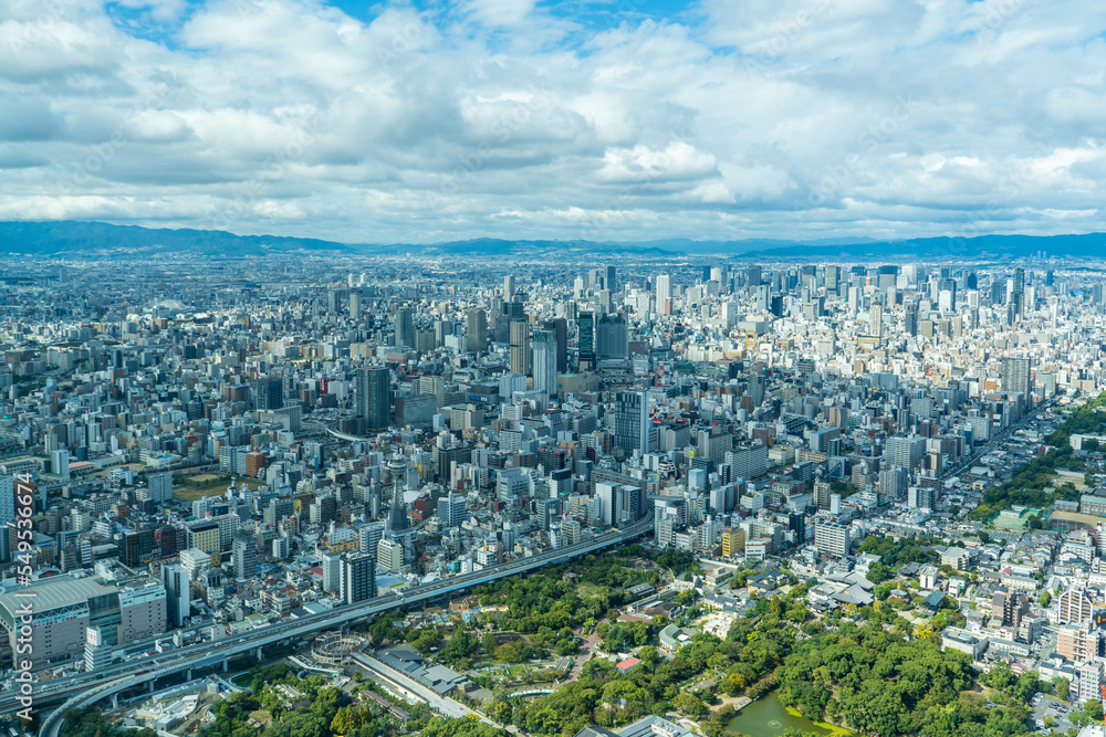 あべのハルカスから見る2022年の大阪の展望風景