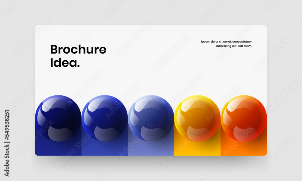 Unique 3D balls company identity template. Multicolored site screen design vector illustration.