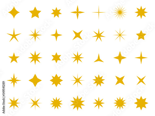 Collecte d'étoiles. Icônes vectorielles étoiles. Ensemble doré d'étoiles, isolé. Icône étoile. Étoiles dans un style plat simple et moderne. Illustration vectorielle