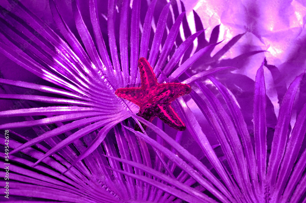 Obraz premium fantasy abstraction background of purple color with pink starfish
