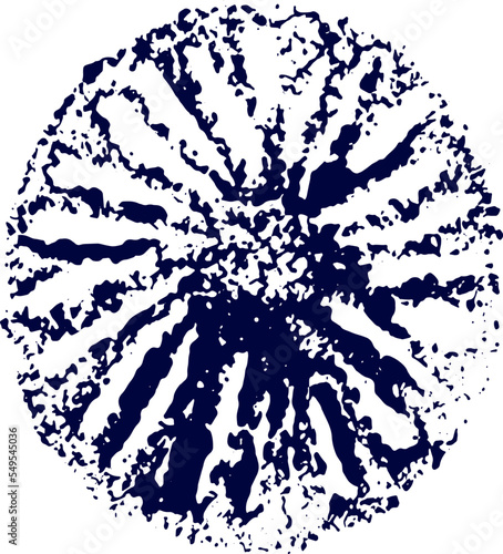 Blue vector flower stamp element in japanese style isolated on white background. art decorative hand drawn figure