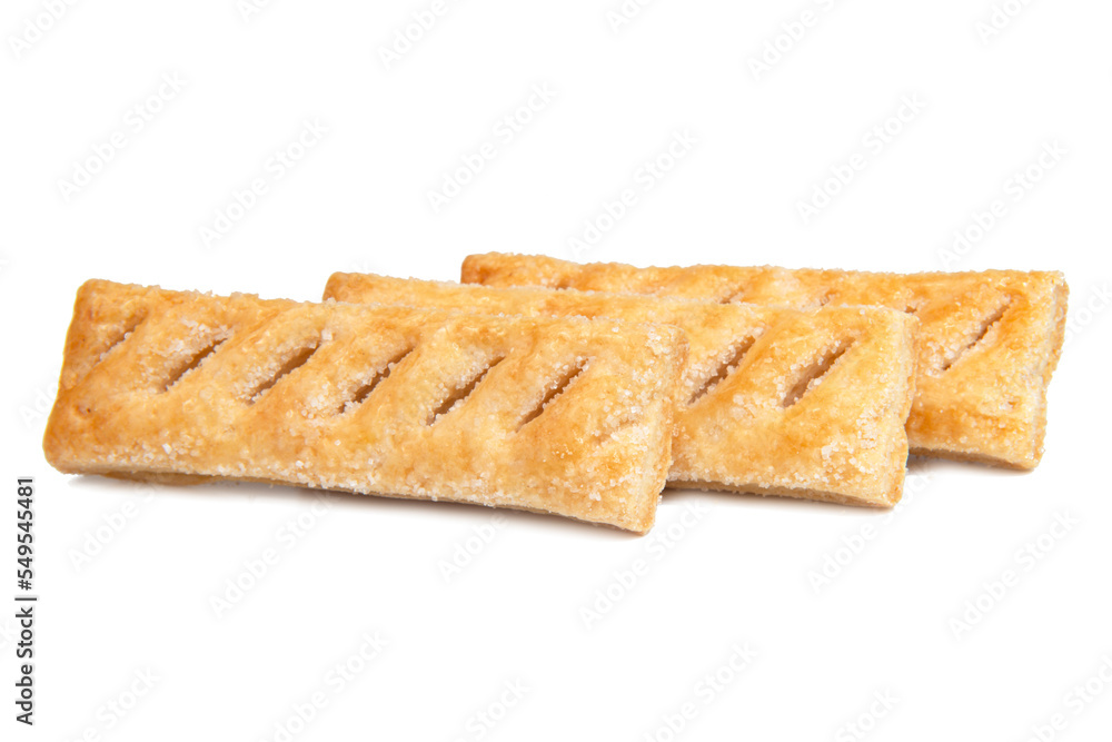 Puff oastry cookies fresh bakery shack isolated on the white background Puff oastry cookies fresh bakery shack isolated on the white background