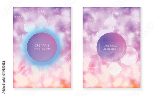 Digital Presentation. Violet Soft Background. Science Flyer. Rainbow Shape. Memphis Dots. Gradient Fluid. Magic Poster. Round Luminous Elements. Blue Digital Presentation