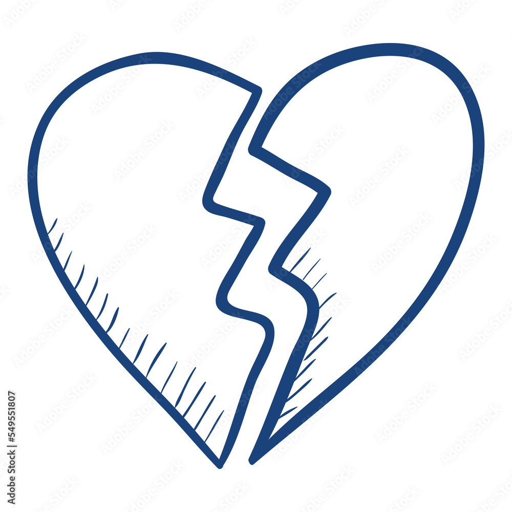 A broken heart. Doodle style Valentine's day illustration. A broken heart. Doodle style Valentine's day illustration.