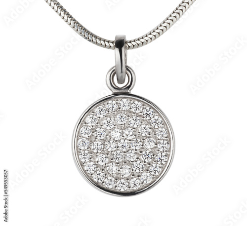 Obraz na plátně elegant silver pendant on a chain on a transporent background