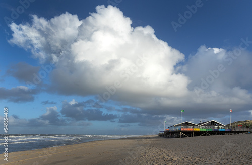 coast, north sea, beach, clouds, callantsoog, netherlands, waves, paviljon,  photo
