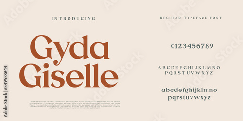 Elegant and modern serif alphabet font uppercase and number fonts victorian typeface 