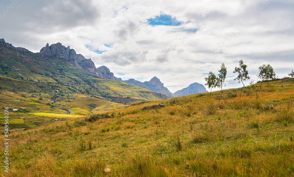 View to Andringitra massif as seen during trek to Pic Boby Imarivolanitra, Madagascar highest accessible peak
