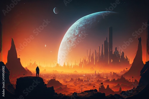 Futuristic city on another planet
