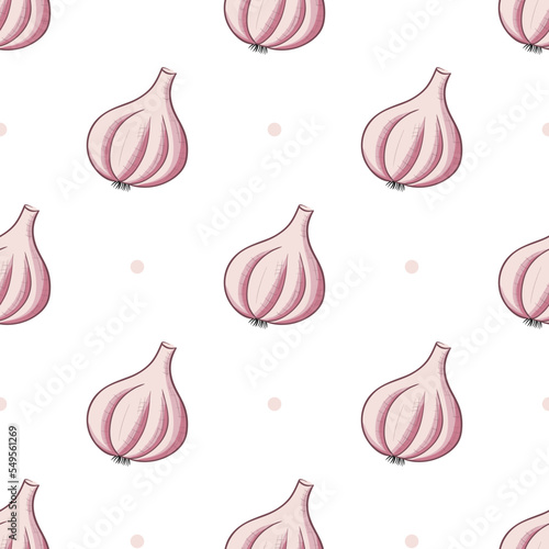 Seamless vector pattern with garlic