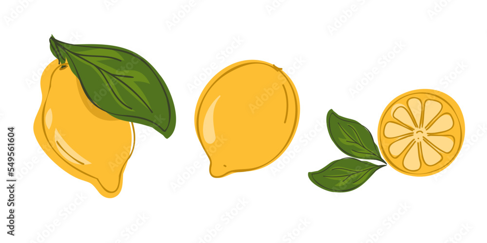 Set whole fresh lemon and slice. Vector illustration Set whole fresh lemon and slice. Vector illustration