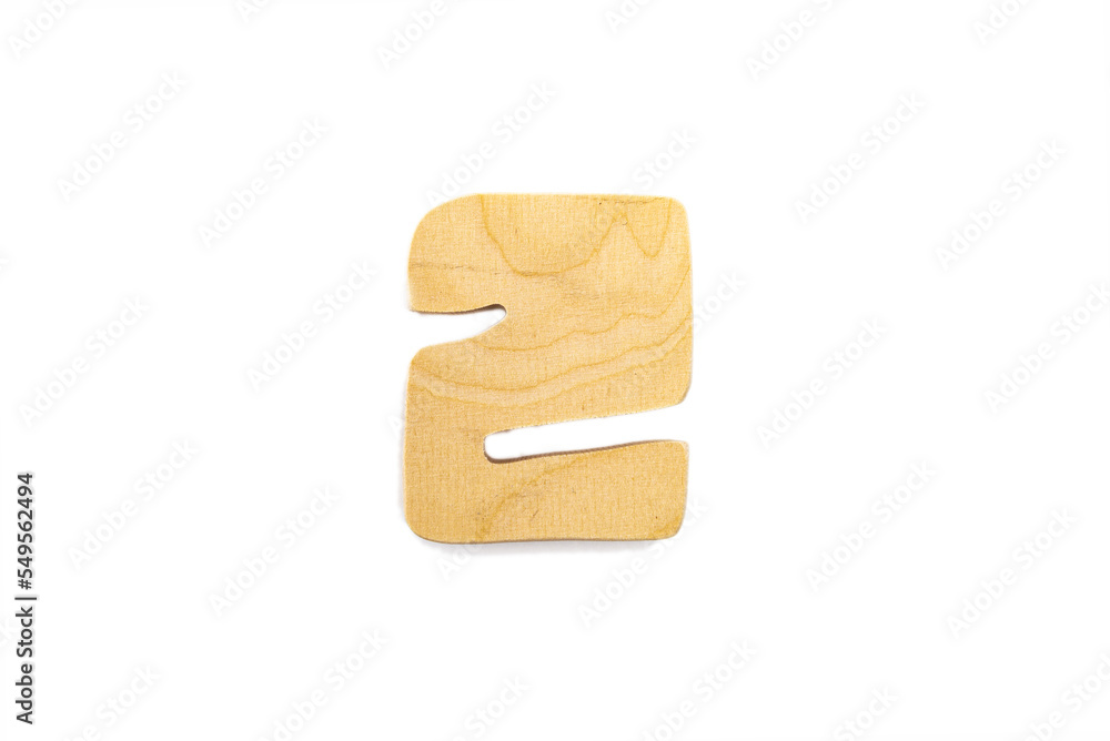 wooden figure numbertwo with shadow isolated on white background wooden figure numbertwo with shadow isolated on white background