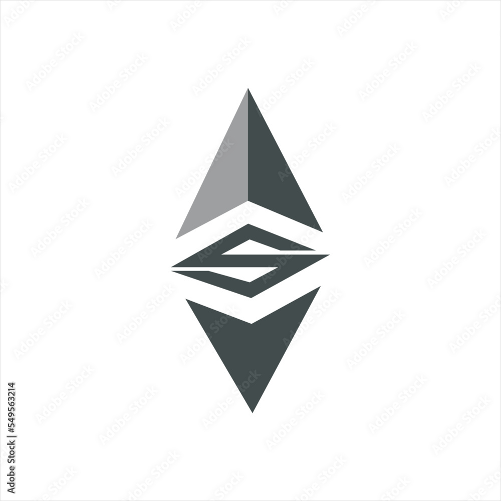 Fototapeta premium Abstract pyramid vector logo design with letter S