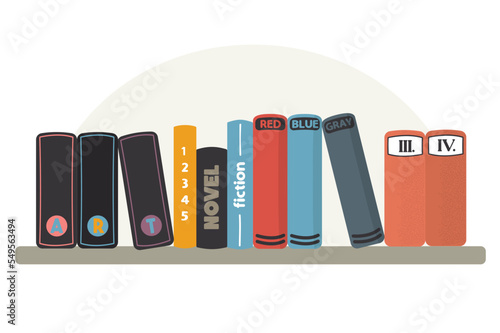 Book shelf. Flat style, vector hand draw concept.