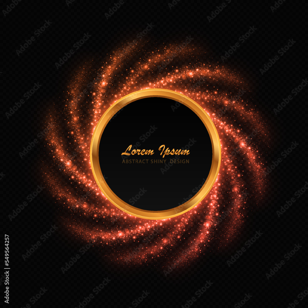 Magic sparkle circle with dust particles. Luxury golden glitter frame twinkle on transparent background. Magic sparkle circle with dust particles. Luxury golden glitter frame twinkle on transparent background.