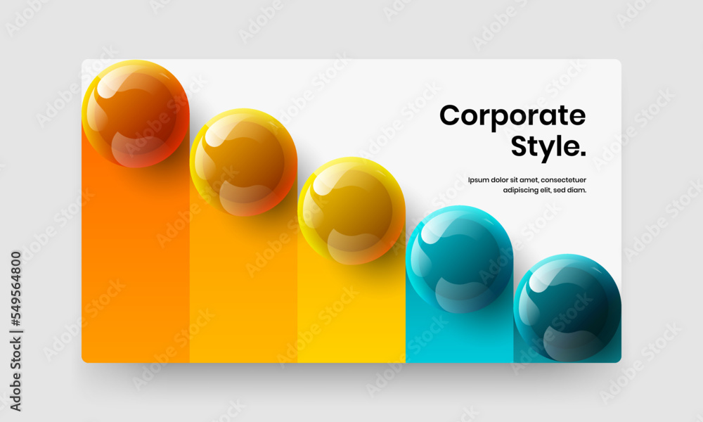 Premium corporate identity vector design concept. Original 3D spheres company cover template.