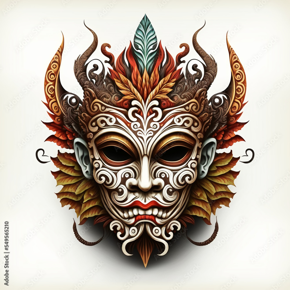 Balinese indonesian mask vector. Generative AI