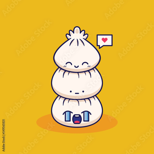 cute cartoon stack dim sum illustration