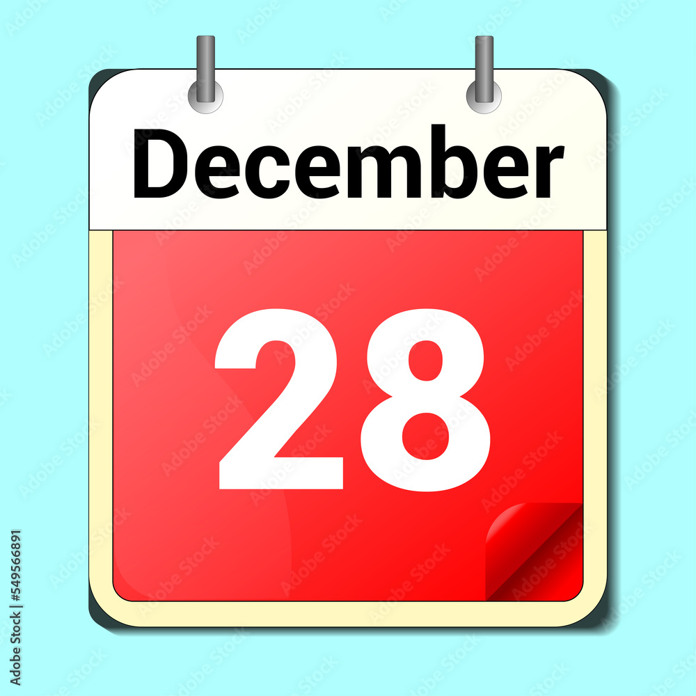 Fototapeta premium day on the calendar, vector image format, December 28