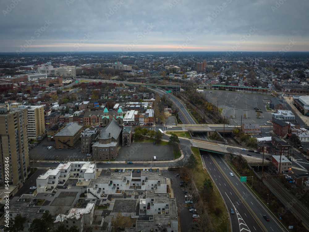 Fototapeta premium Aerial Drone of Trenton New Jersey