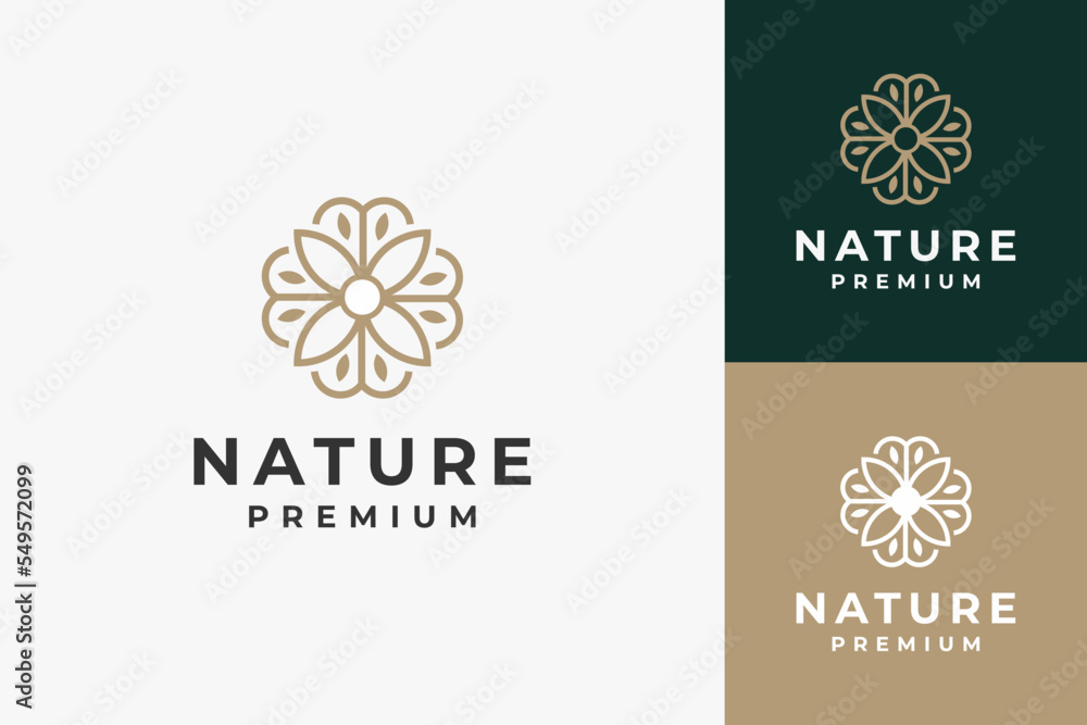 elegant natural flower logo premium