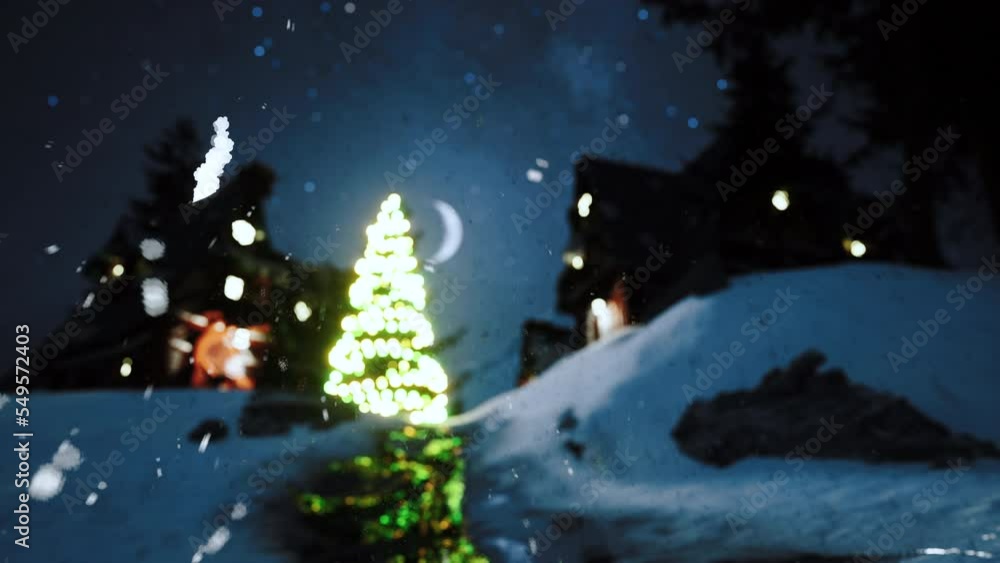A Christmas tree shines brightly on a blurred background. Beautiful 3d render. HQ A Christmas tree shines brightly on a blurred background. Beautiful 3d render. HQ