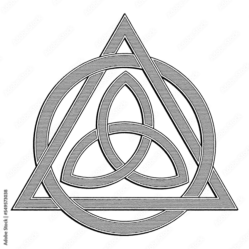 The Triquetra (Trinity Knot) with circle and triangle illustrated in a