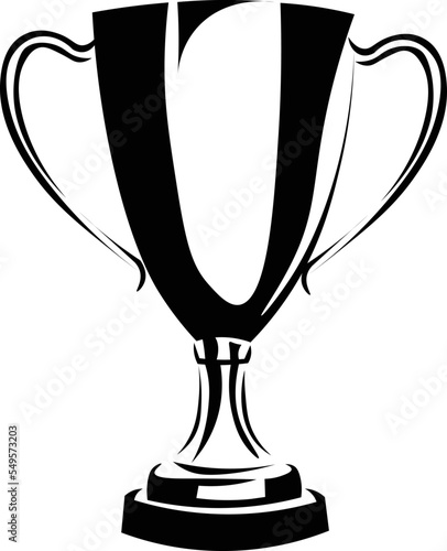 Black and White Cartoon Illustration Vector of Trophy